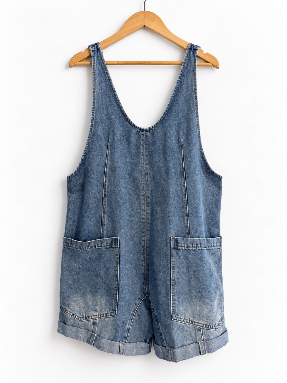 Casual Blue Denim Short Overalls for Women